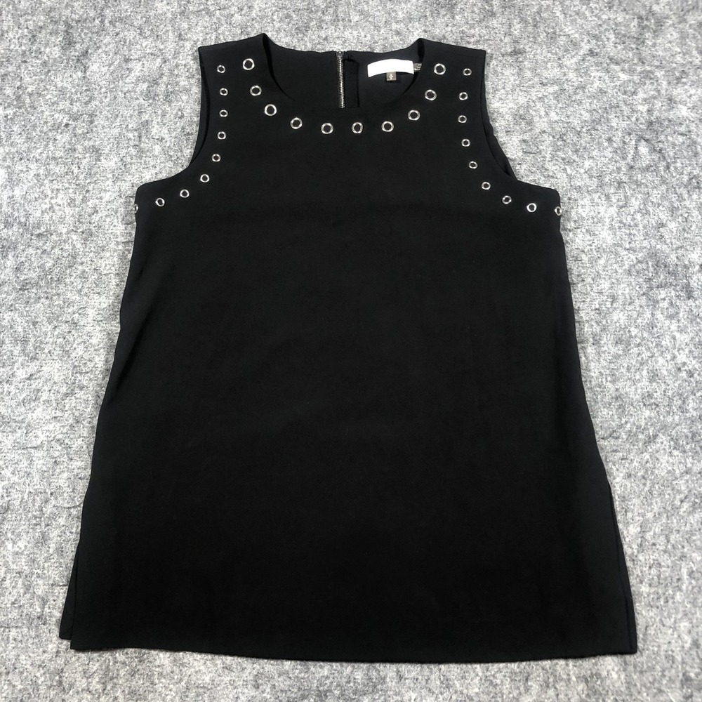 Calvin Klein Top Womens S Black Grommet Sleeveless Stretch Blouse‎ Career